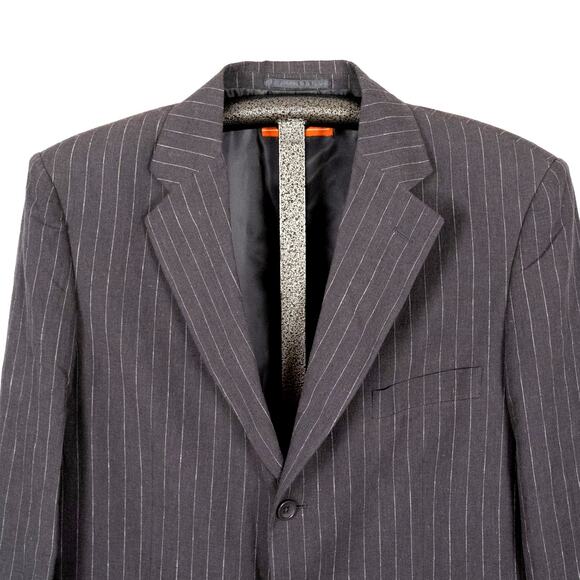 Men's Linen-Cotton Blend Blazer Size LARGE Gray w/ White Stripes Career Classic - Picture 1 of 8